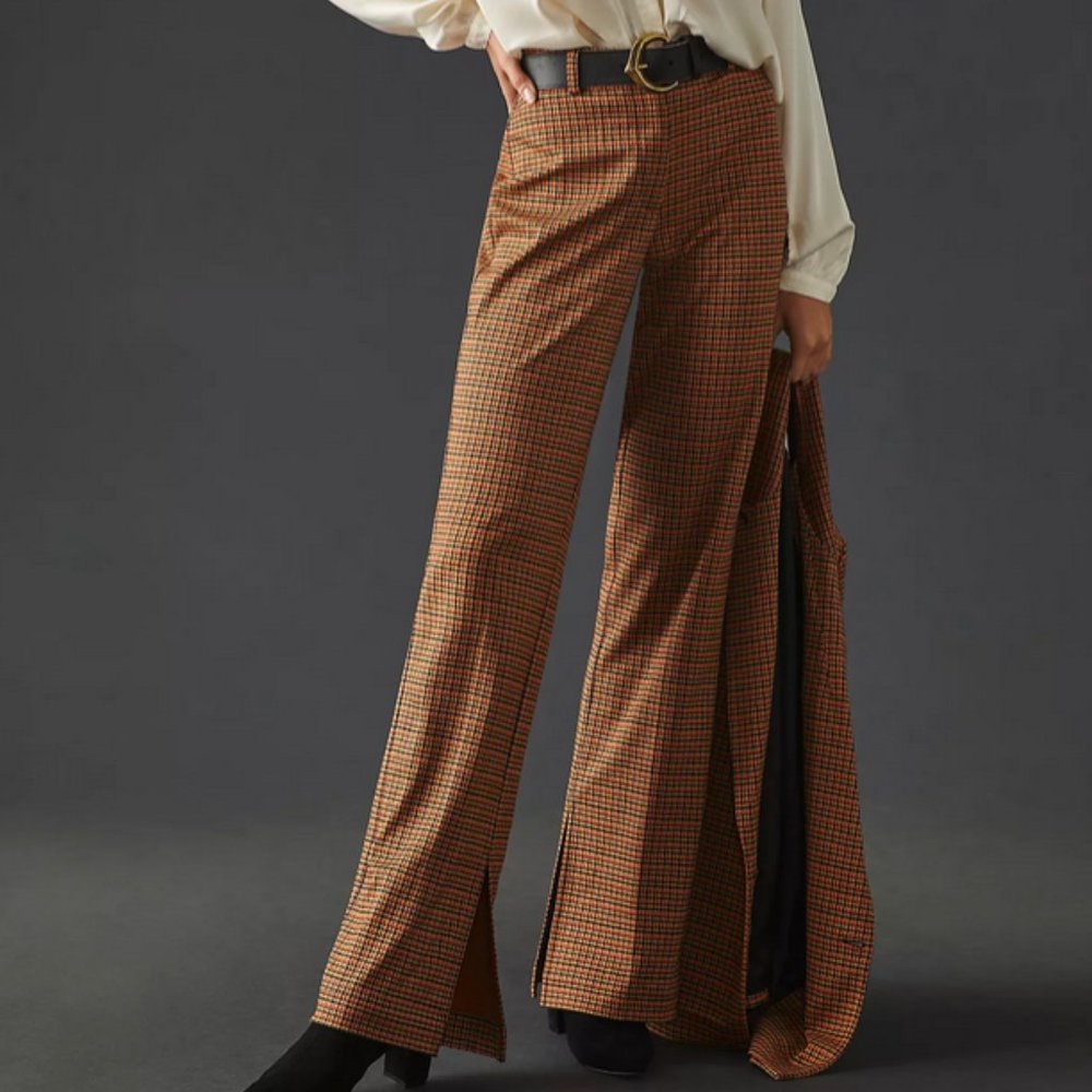 Essentiel Antwerp side slit plaid trousers NWT